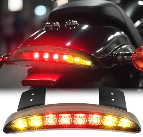 DREAMIZER Motorrad LED Rücklicht, Blinker Licht, Motorrad Rauch gehackt Heckkotflügelplatte Heckbremse Lizenz LED-Licht Ersatzlicht Stopp-Lauflicht für Sportster XL883N 1200N XL1200V XL1200X