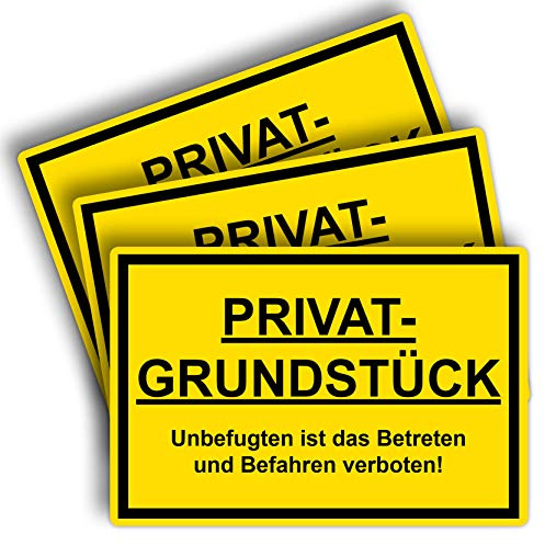 STROBO 3 Stück Privatgrundstück Unbefugten ist das Betreten und Befahren verboten! Hinweisschild | Stabile 3mm Hartschaumplatte als 30x20cm Schild mit UV-Schutz für den Außenbereich