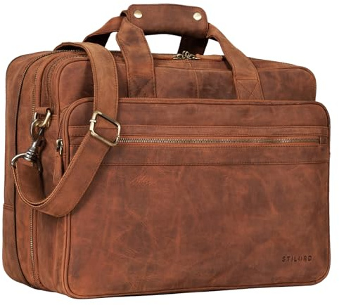 STILORD Leopold XL Echtleder Aktentasche - der verbesserte Geheimtipp für Lehrerzimmer & Büro - Businesstasche 2.0 Farbe:Cognac - braun