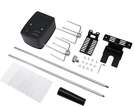Asador Eléctrico Giratorio para Barbacoa, Juego de Pinchos para Parrilla de 106 cm, Kit de Parrilla para Barbacoa de Acero Inoxidable con Agujas para Carne y Motor de Barbacoa