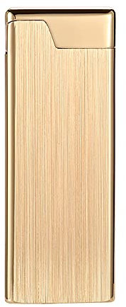 PENNY73 Briquet en Cuivre Pur Ultra-Mince Gaz Meule Gonflable Cigarette Flamme Douce Briquet Au Kérosène pour Collection Cadeau Homme Décoratif,Gold