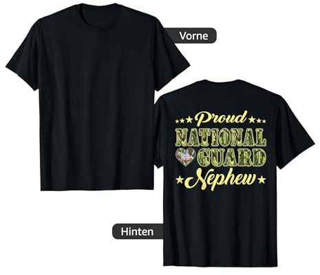 Proud National Guard Neffe US Flag Dog Tags Heart Military T-Shirt