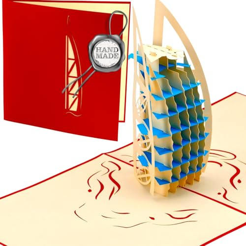 Liebessa 3D Karte Grußkarte Dubai - Burj Al Arab - Handgemacht perfekt für Dubaj-Reise oder Erinnerung mit Briefumschlag - Reisegutschein, Gutschein, Flug, Hotel