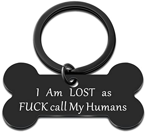 Dog Tags Dog for Pet Lover Stainless Steel Pet ID Tags Keychain Small or Large Cute Unique Pets Mountain Design Collar Puppy (Black) Dog Collar Tag
