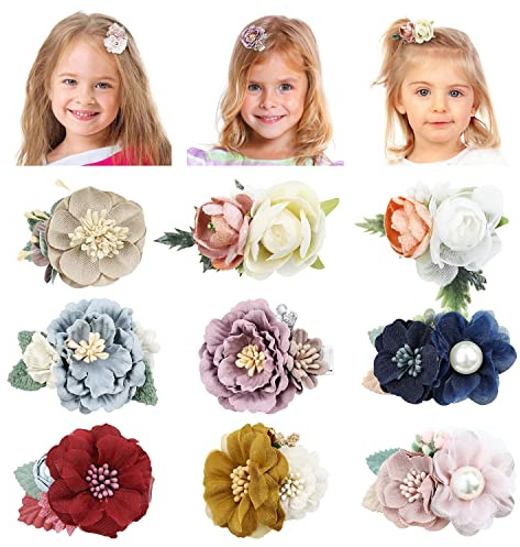Cinaci 9 Pack Delicate Vintage Floral Rose Flower Alligator Hair Clips Brides Barrettes Accessories for Baby Girls Infants Toddlers Kids Teens Princess