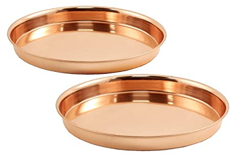 Round Copper Trays, 8-in, Set of 2