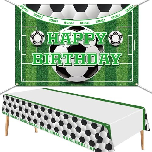 Manteles, 220 x 130 cm Fútbol Impreso Mantel de Plástico Desechable para Niños Fútbol Fiesta de Cumpleaños Decoraciones (C)