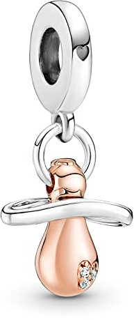 LaMenars Charms Rose Gold Dangle passt Europa Charm Armband Halskette | 925 Sterling Silver Roségold Anhänger mit Zirkonia, Geschenke für Frauen
