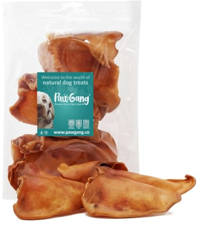 PawGang Large Pig Ears 5pcs – Air Dried Natural Dog Treats Pigs Puppy Chews
