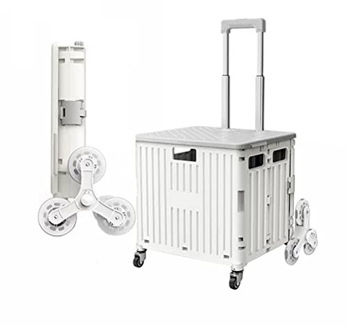 Einkaufskorb mit Rollen Faltbarer Allzweckwagen mit 8 Rädern, zusammenklappbare tragbare Rollkiste, Handwagen, Einkaufstrolley, zusammenklappbare Rollkiste for einfaches Treppensteigen (Color : Beige