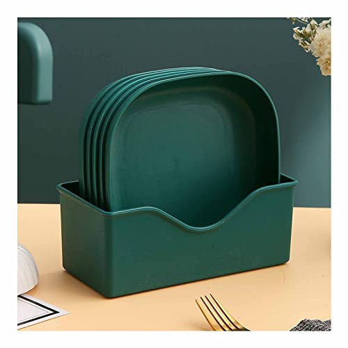 Mgiahekc Juegos De Platos Llanos Para 5, Plato Pequeño Redondo De 14,5 Cm Para El Hogar Con Estante De Almacenamiento Que Ahorra Espacio, Apto Para Microondas,Verde,5pcs