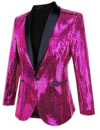 Nawgut Sequin Blazer Metallic Suit Disco Prom Shiny Jacket Wedding Party Banquet Fashion Tuxedo for Mens Adult-Medium