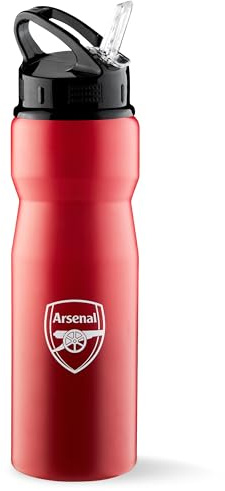 Arsenal F.C. Gourde Sport - Foot, Gourde 750 ml en Aluminium Bouchon Sport avec Paille, Accessoire Officiel