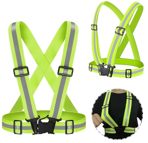 Nutabevr 2 Stück Reflective Vest, High-Vis reflektierende Warnweste für optimale Sichtbarkeit, für Erwachsene und Jugendliche, für Jogging,Radfahren,Wandern, Tag und Nacht Motorrad Radfahren