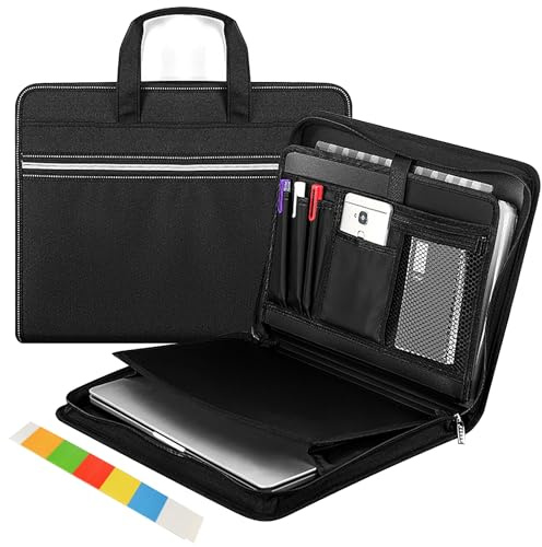 Dokumentenmappe A4, Fächermappe mit 13 Fächern, Fächermappe Datei Organizer mit Reißverschluss und Farbige Etiketten Feuerfest und Wasserdicht für Büro&Schule für Dokumente Laptops Reisepass Quittung