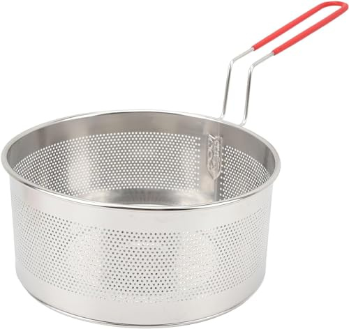 Frittierkorb Rund,Fritteusenkorb,Edelstahl-Frittierkörbe mit Griff,Frittierkorb Falt Friteuse Sieb,Pommes Körbchen,Runden Chip Braten,Frittierkorb Langer Griff Verbrühschutz (15.8cm)