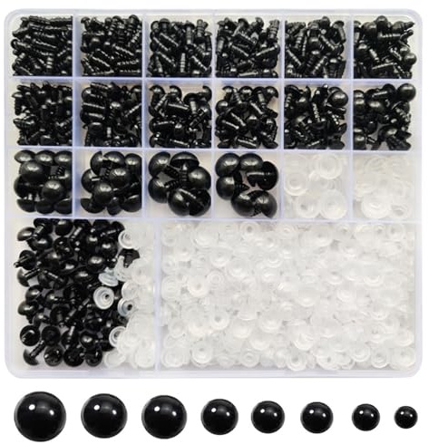 Gxadwzy 430 Stück Sicherheitsaugen für Häkeltiere 5-14mm Puppenaugen mit Unterlegscheiben für Plüschtier, Basteln, Häkelspielzeug