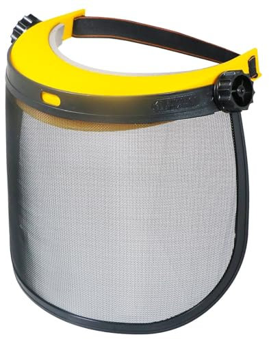 SPARES2GO Visiera protettiva integrale per taglio motosega da giardino in rete metallica (taglia unica, fascia regolabile)