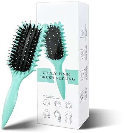 Curl Hair Brush, Lockenbürste, Curl Define Styling Brush, Curl Define Stylingbürste, Haarbürste zum Entwirren für Frauen (Grün)