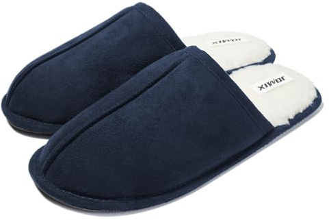 JOMIX Pantofole Uomo Invernali Ciabatte Peluche Calde da Casa Mule con Fodera in Pelliccia Sintetica Morbida Suola in Gomma Antiscivolo e Silenziosa Tomaia Effetto Camoscio Comode e Leggere