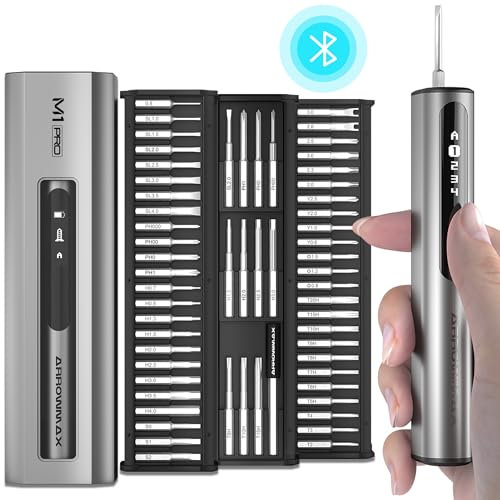 ARROWMAX Mini Elektroschraubendreher, Präzisions Elektroschraubendreher-Set mit 60-in-1Magnetbits, HD-OLED-Display, 5 Drehmomentmodi, Reparaturwerkzeug-Set für Telefon, Uhr, Laptop (M1 PRO)