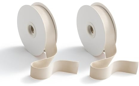 CHUQING Presentband krämfärgad, sammetsband beige, band i sammets-tygband sammetsband, 25 mm x 9 m, 2 rullar, beige, grädde
