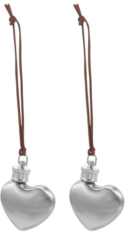 TOPBATHY 2stücke Herzförmige Edelstahl Flachmann Schnapsflasche Camping-taschenflasche Tragbar Mit Verschließbarem Deckel Für Wasser Kaffee Tee Outdoor-aktivitäten