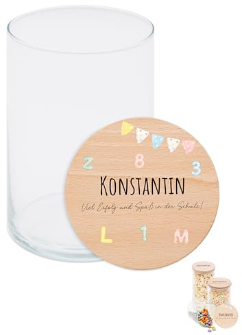 Bärenfreunde Personalisierte Vorratsgläser mit Deckel mit Gravur - Vorratsglas Personalisiert individualisiert für Kaffee, Tee, Sweets Hochzeit Geschenk Schuleinführung (Schulanfang)