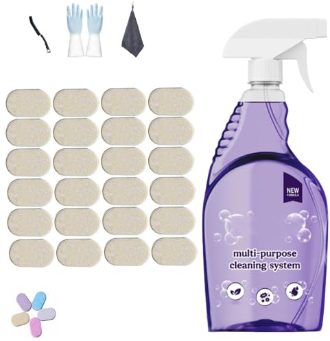 Cleanlix Cleaner,Cleanlix Cleaning Spray,All-Purpose Spray Cleaner with Cleaning Tablets,Cleanlix Multi-Purpose Cleaning System,Cleanlix Cleaner for Instant Stain Removal (24 Pcs,Lemon)