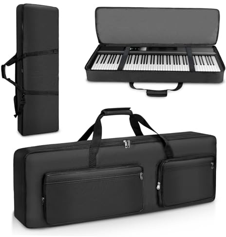 SUNDOY 88 Tasten Keyboard Gigbag für E-Piano, Keyboard-Rucksack aus 600D Oxford mit 10 mm voller Baumwolle gepolstert, langlebig für den Einsatz (138 x 18 x 38 cm)