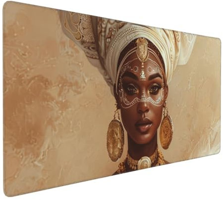Gaming Mauspad XXL Afrika Mousepad 1000x500x4mm Frau Verlängertes Mauspad Schreibtischauflage,Genähte Kanten Mauspad,Verbessert Präzision und Geschwindigkeit Wasserdicht Geeignet für Büro und Spiele