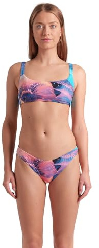 arena Water Prints Bikini Femme à Bralette, Maillot de Bain pour la Plage et la Piscine en Tissu Élastique Recyclé à Séchage Rapide, avec Bonnets Amovibles et Top à Lacet