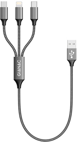 GIANAC Multi USB Kabel [0.5M] ladekabel 3 in 1 schnellladekabel