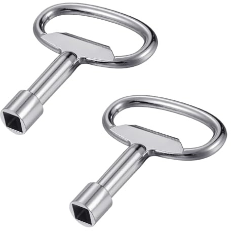 Pack of 2 square keys, ventilation keys, heating bleed keys, for tap, gas water meter box, electric control cabinet, elevator electric box, gas, water, electricity meter (silver)