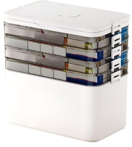 Medicine Box Organizer Storage, Medicine Storage Organizer - Estuche de píldora de viaje con mango | Caja de contenedores de almacenamiento portátil para medicamentos y píldoras, agua y prueba de somb