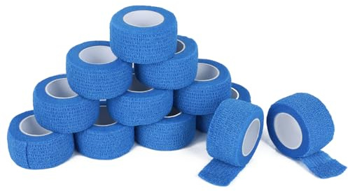 AiQInu 12 Rotoli di Bende Elastiche Autoadesive per Animali 2.5 cm x 4.5 m, Ipoallergeniche, Impermeabili e Traspiranti, Garza Autoadesiva per Fasciatura, per ginocchio spalla gomito