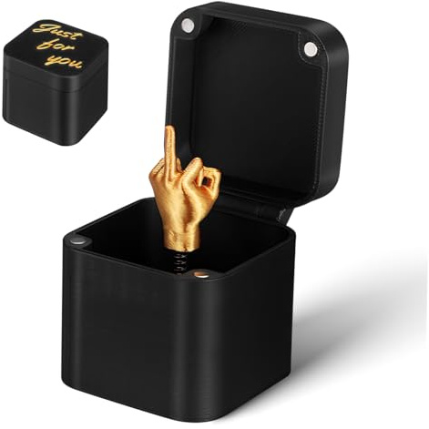IWOWHERO Mittelfinger in Box Lustiger Streich Kunststoff für Büro Geburtstag Weihnachten Witzige Schreibtischdeko für Männer und Frauen