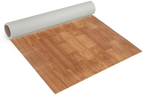 Internethandel Pfordt CV Bodenbelag Lugana Holz Optik Braun, 250x200 cm, pflegeleichter PVC Vinylboden in Holzoptik, Meterware für Küche und Wohnzimmer
