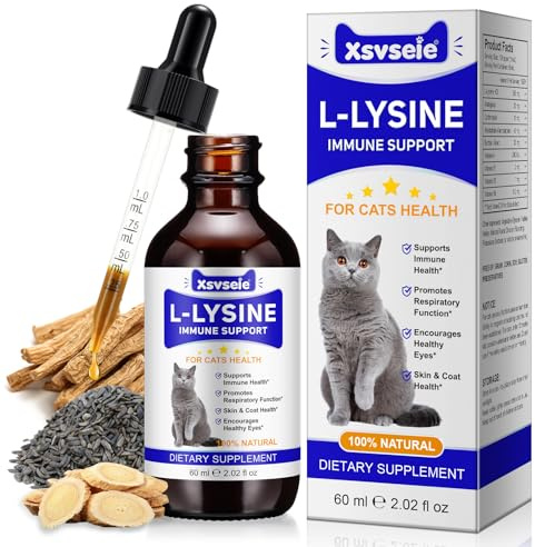 L-Lysin Tropfen für Katzen & Kätzchen | Stärkung des Immunsystems & Unterstützung der Atemwege | Lindert Allergien, Schnupfen & Niesen | Glutenfrei & Chemiefrei | 60ml - Hähnchengeschmack
