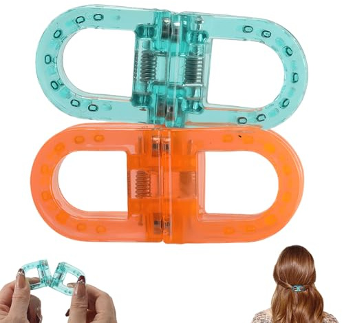 Muorruo 2 magnetische Haarspangen, starke magnetische Styling-Clips, knickfreie Abteilclips für Salon, Zuhause und Alltagsfrisuren, intuitiv, starker Halt, rutschfest (blau + orange)