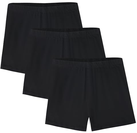 Zzxlw Girls Cycling Shorts Cotton Black Summer Underwear School Shorts | 3 Pack, Navy, Rose, Purple, Sports Dancing Shorts, Breathable Comfortable Leggings for 7-12 Years