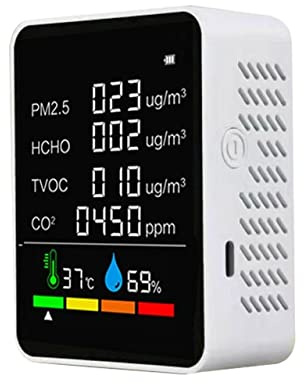 Battery Testers, 6In1/5In1 CO2 Meter Tester for Carbon Dioxide Air Quality Detector Air Quality Monitor with Rechargeable Battery co2 Detector(White 6in1)