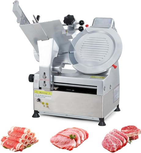 Affettatrice Professionale da 12 Pollici - Affettatrice Elettrica Completamente Automatica per Salumi E Formaggi, 550 W, Spessore Regolabile da 0 A 14 Mm, Ideale per Uso Domestico E in