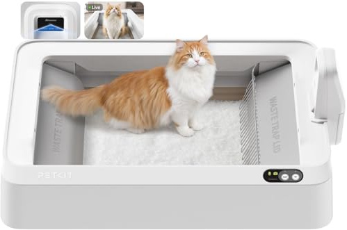 PETKIT Lettiera automatica per gatti con telecamera aperta e AI, monitoraggio della salute urinaria, robot intelligente con raking a 2 vie, WiFi 5G, sensori di sicurezza, controllo degli odori per più