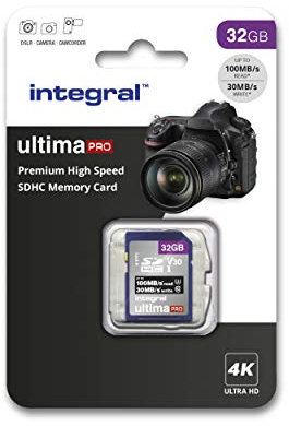 Integral Carte Mémoire 32Go SDHC UltimaPro Premium Haute Vitesse jusqu'à 100MB/s Classe 10 V30 UHS1 U3