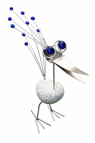 Edelstahl Vogel, Steinvogel 70cm Granitvogel V2A Edelstahlvogel
