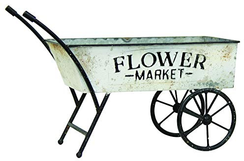 Col House Designs VintageFlower Market Metal Cart - Modern Farmhouse Decor - Vintage Home Decor - Indoor Planter