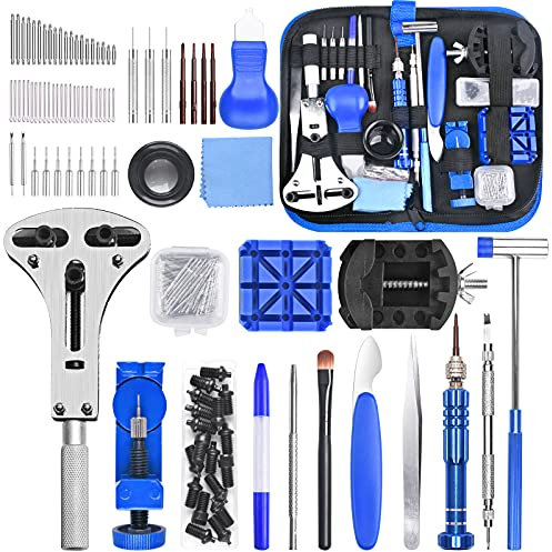 ETEPON Uhrenwerkzeug Set 185 TLG Profi Uhrmacherwerkzeug Mit Größer Einstellbar Gehäuseöffner Und Nylontasche Für Die Meisten Uhren