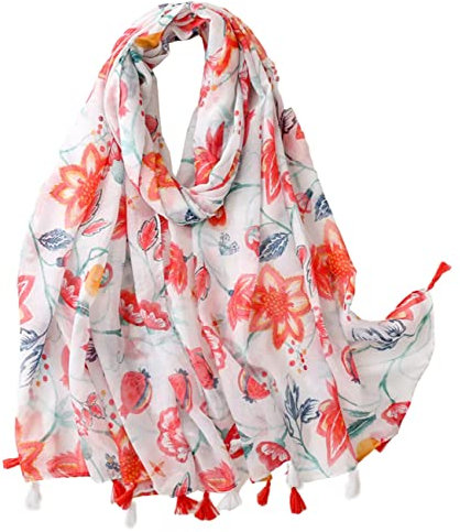 FAIRYGATE rosa Schal mit Blumenmuster Damen übergroß lang weich mit Blättern Muster Wickelschal Damenschals leicht Tuch Halstuch Schultertuch XXL Schals & Tücher 72006