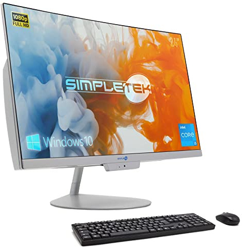 Simpletek AiO All in One 24 Incurvé i3 Windows 10 FHD 8 Go RAM SSD 240 Go Webcam intégrée WiFi5 Bluetooth4.2 | Computer Curved Dekstop PC